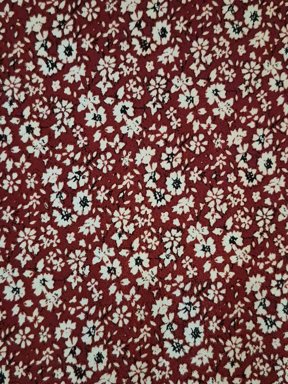 Vintage Studio 90s Y2K Burgundy Ditsy Floral Midi Skirt - Waist 24" Length 24" - Picture 2 of 7
